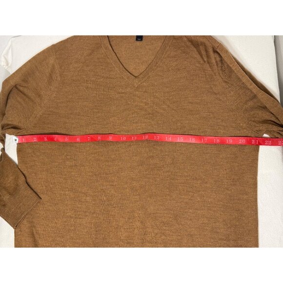 J.Crew Men's 100% Merino Wool V-Neck Sweater Medium M Classic Tan Camel brown - Picture 7 of 10
